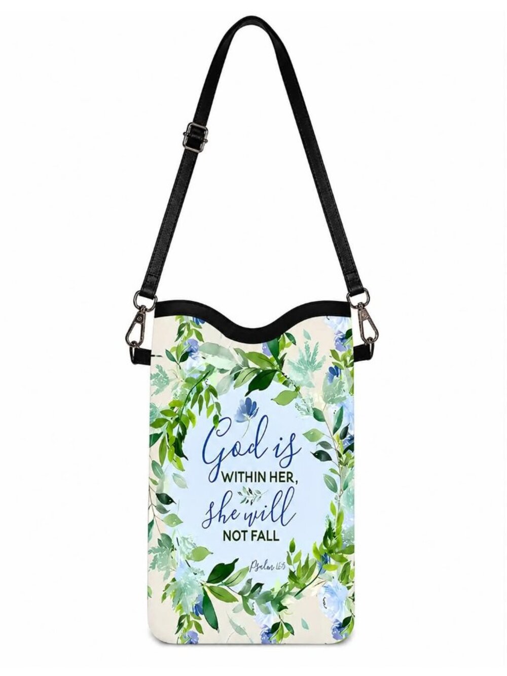 God Is Within Her, She Will Not Fall Crossbody Phone Bag Psalm 46:5 Inspirationa